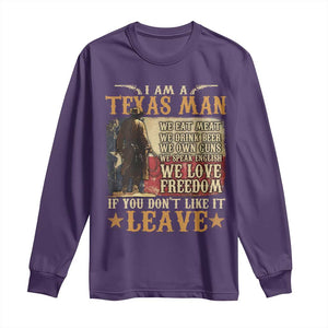 American Texan Long Sleeve Shirt I Am A Texas Man If You Don't Like It Leave Cowboy TS11 Purple Print Your Wear