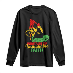 Christian African American Long Sleeve Shirt Heritage Of Unshakable Faith Black History Month TS11 Black Print Your Wear