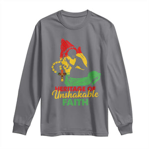 Christian African American Long Sleeve Shirt Heritage Of Unshakable Faith Black History Month TS11 Charcoal Print Your Wear