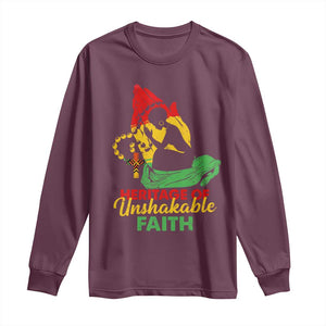 Christian African American Long Sleeve Shirt Heritage Of Unshakable Faith Black History Month TS11 Maroon Print Your Wear