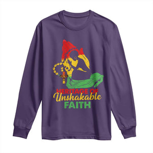 Christian African American Long Sleeve Shirt Heritage Of Unshakable Faith Black History Month TS11 Purple Print Your Wear