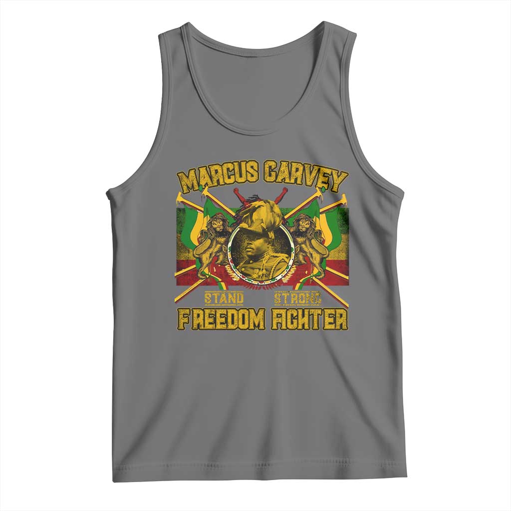 Marcus Garvey Tank Top Stand Strong Freedom Fighter Black History Month TS11 Black Heather Print Your Wear