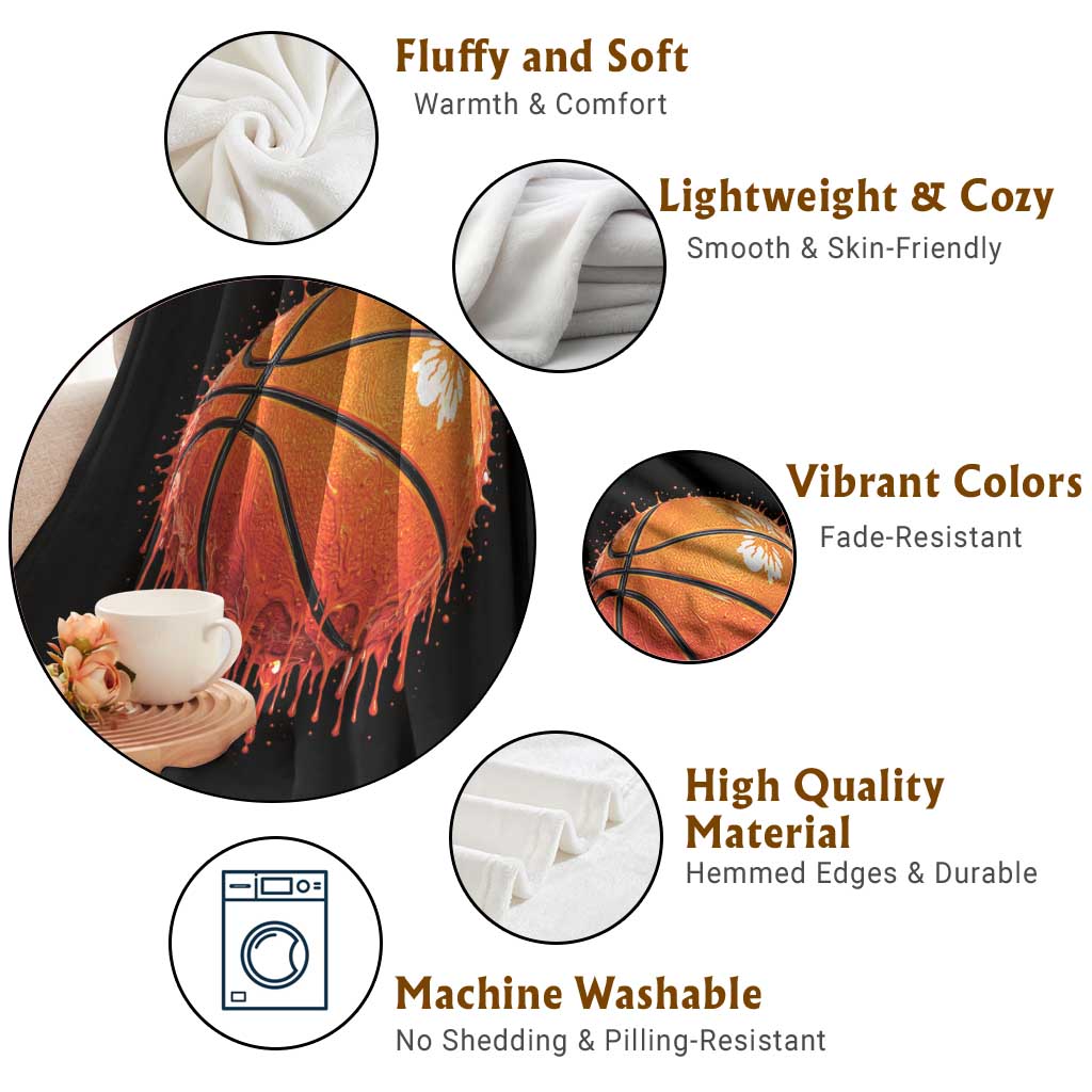 Funny Basketball Drip Splash Graphic Throw Blanket TS11 Print Your Wear