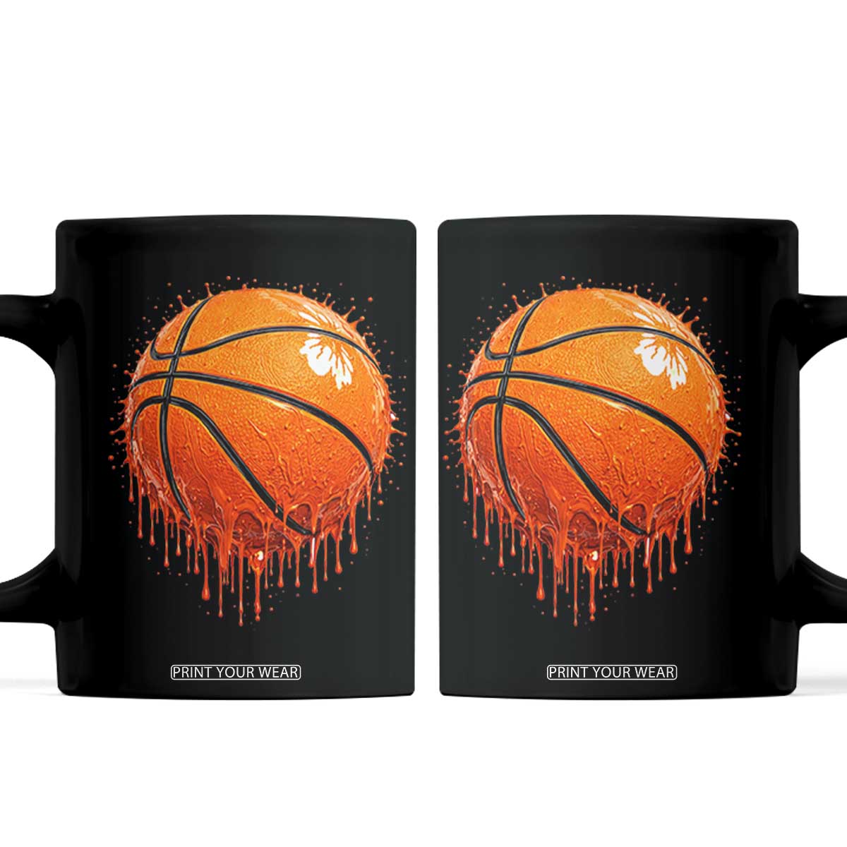 Funny Basketball Drip Splash Graphic Coffee Mug TS11 Black Print Your Wear