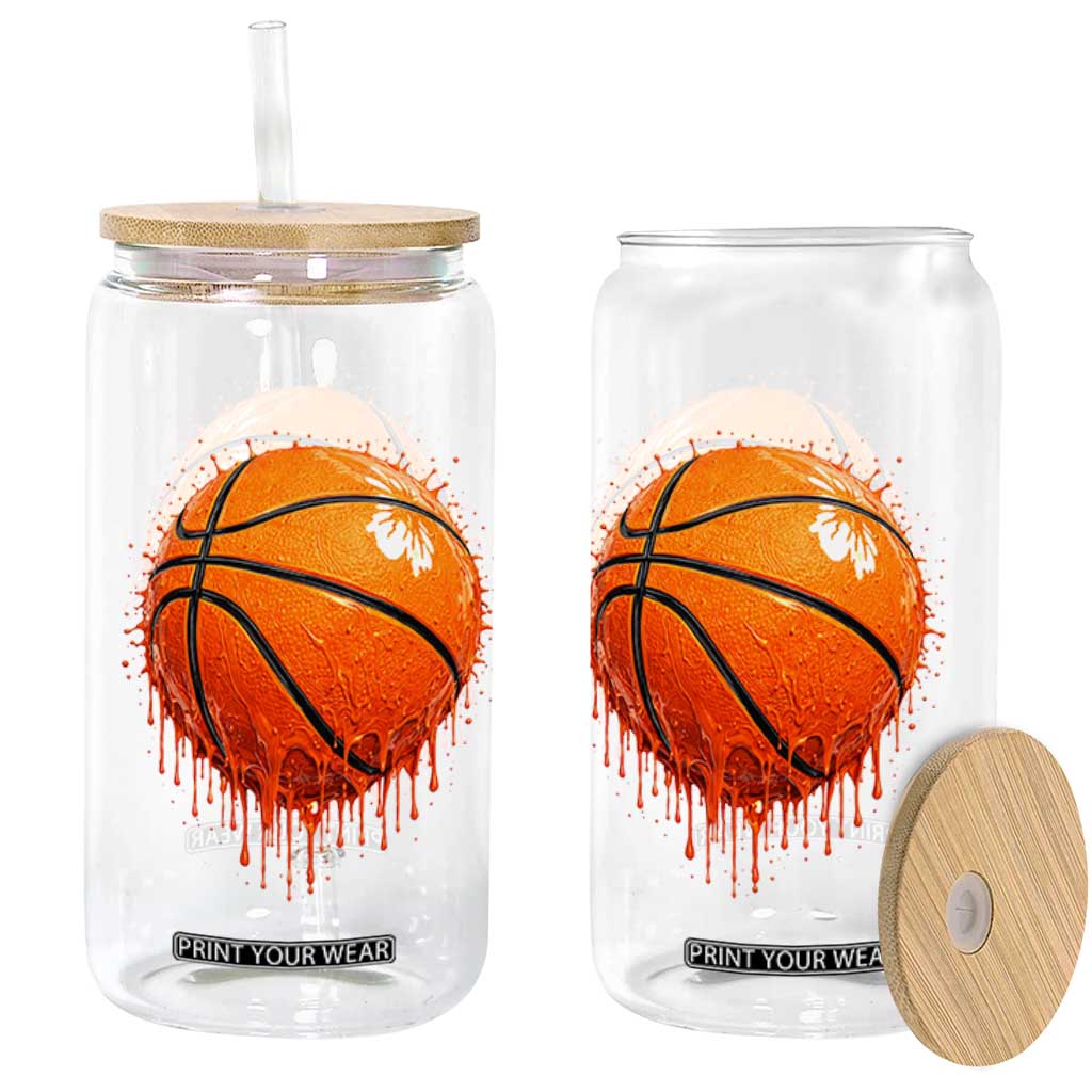 Funny Basketball Drip Splash Graphic Glass Can TS11 Print Your Wear