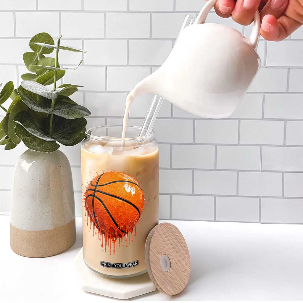 Funny Basketball Drip Splash Graphic Glass Can TS11 Print Your Wear