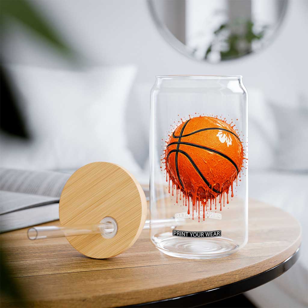 Funny Basketball Drip Splash Graphic Glass Can TS11 Print Your Wear