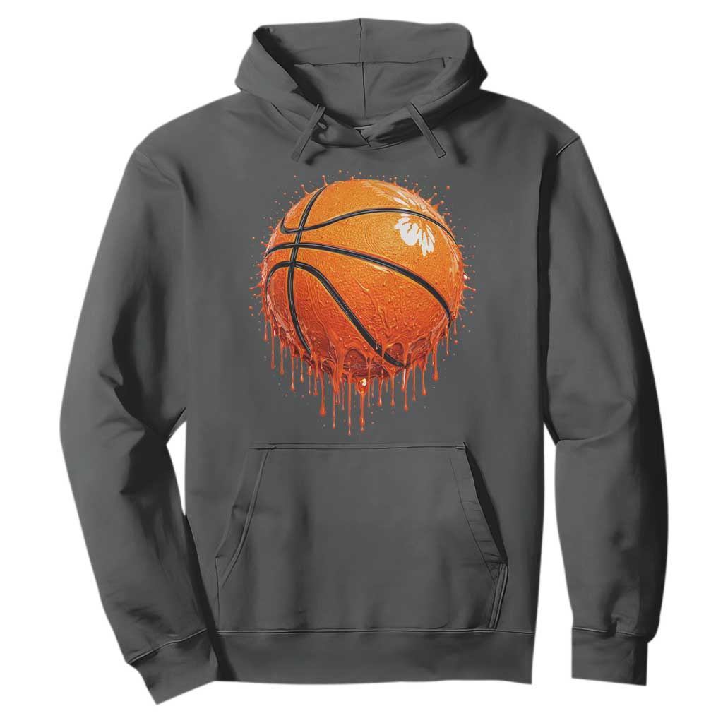 Funny Basketball Drip Splash Graphic Hoodie TS11 Dark Heather Print Your Wear