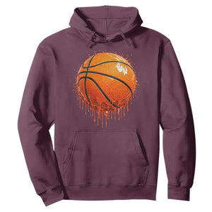 Funny Basketball Drip Splash Graphic Hoodie TS11 Maroon Print Your Wear