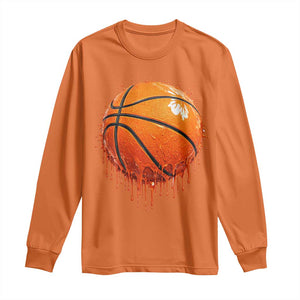 Funny Basketball Drip Splash Graphic Long Sleeve Shirt TS11 Orange Print Your Wear
