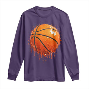 Funny Basketball Drip Splash Graphic Long Sleeve Shirt TS11 Purple Print Your Wear