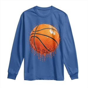 Funny Basketball Drip Splash Graphic Long Sleeve Shirt TS11 Royal Blue Print Your Wear