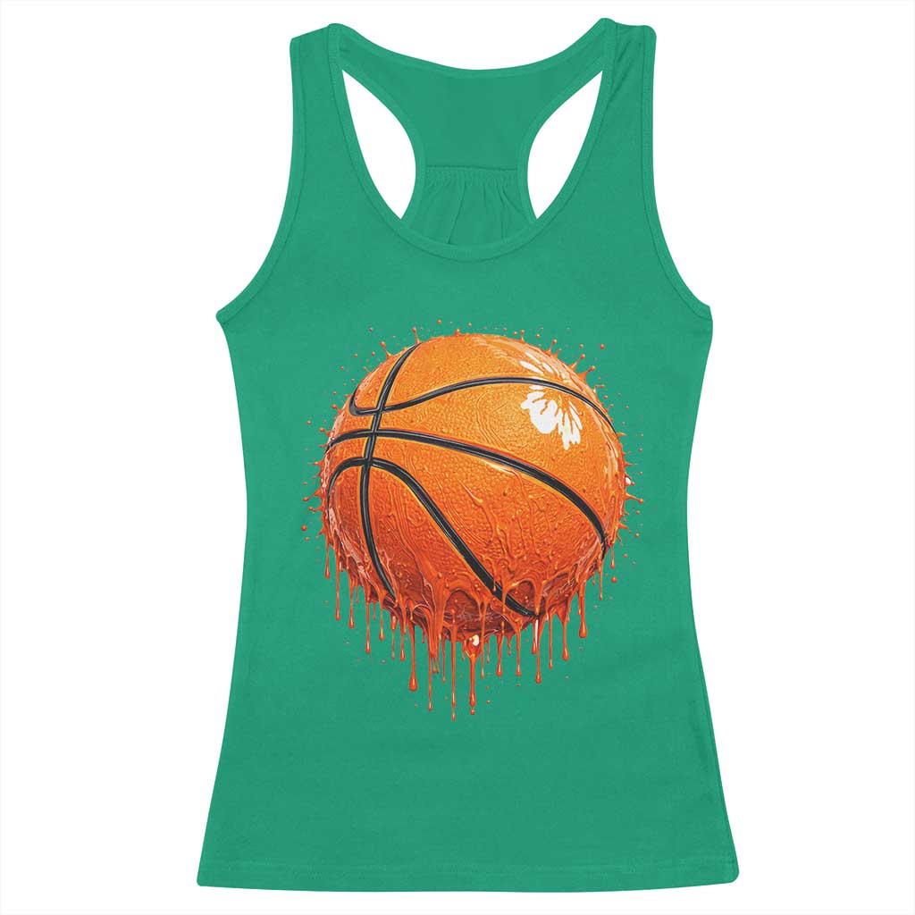 Funny Basketball Drip Splash Graphic Racerback Tank Top TS11 Irish Green Print Your Wear