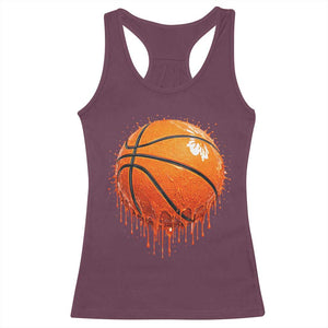 Funny Basketball Drip Splash Graphic Racerback Tank Top TS11 Maroon Print Your Wear