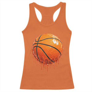 Funny Basketball Drip Splash Graphic Racerback Tank Top TS11 Orange Print Your Wear