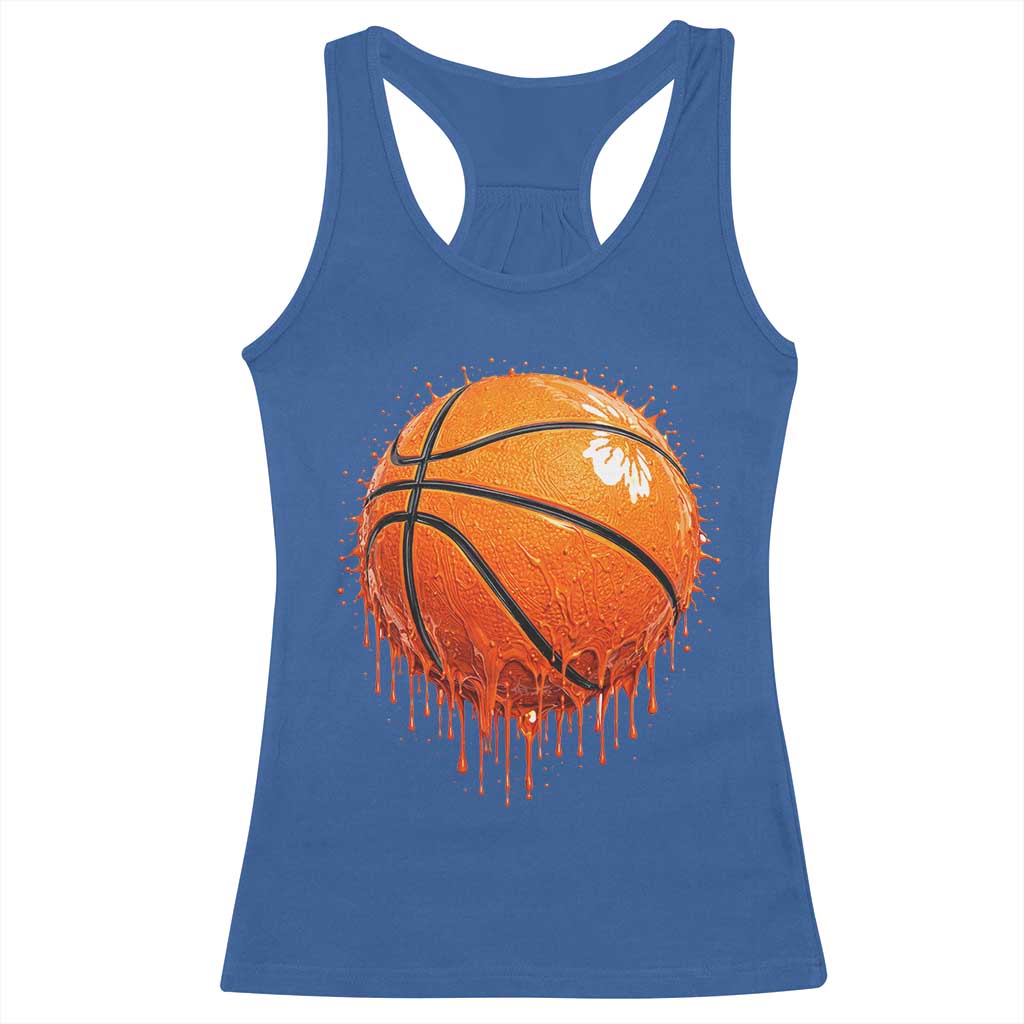 Funny Basketball Drip Splash Graphic Racerback Tank Top TS11 Royal Blue Print Your Wear