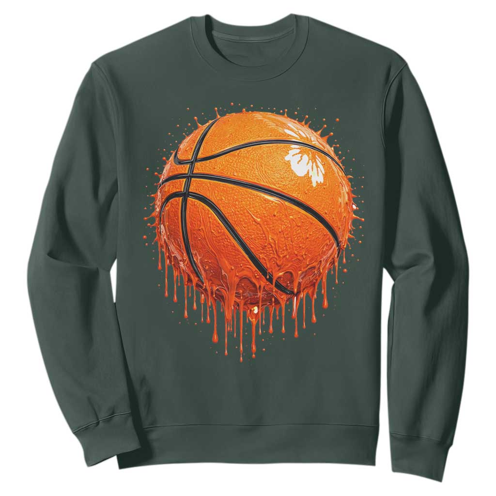 Funny Basketball Drip Splash Graphic Sweatshirt TS11 Dark Forest Green Print Your Wear