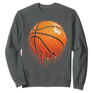 Funny Basketball Drip Splash Graphic Sweatshirt TS11 Dark Heather Print Your Wear
