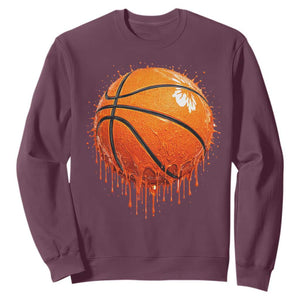 Funny Basketball Drip Splash Graphic Sweatshirt TS11 Maroon Print Your Wear
