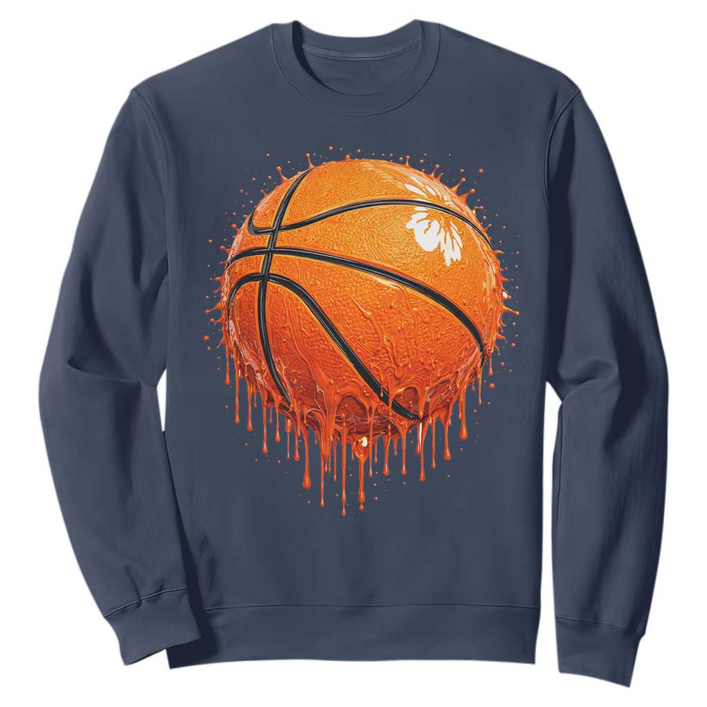 Funny Basketball Drip Splash Graphic Sweatshirt TS11 Navy Print Your Wear