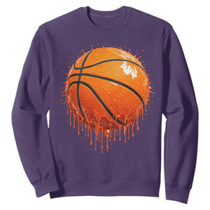 Funny Basketball Drip Splash Graphic Sweatshirt TS11 Purple Print Your Wear