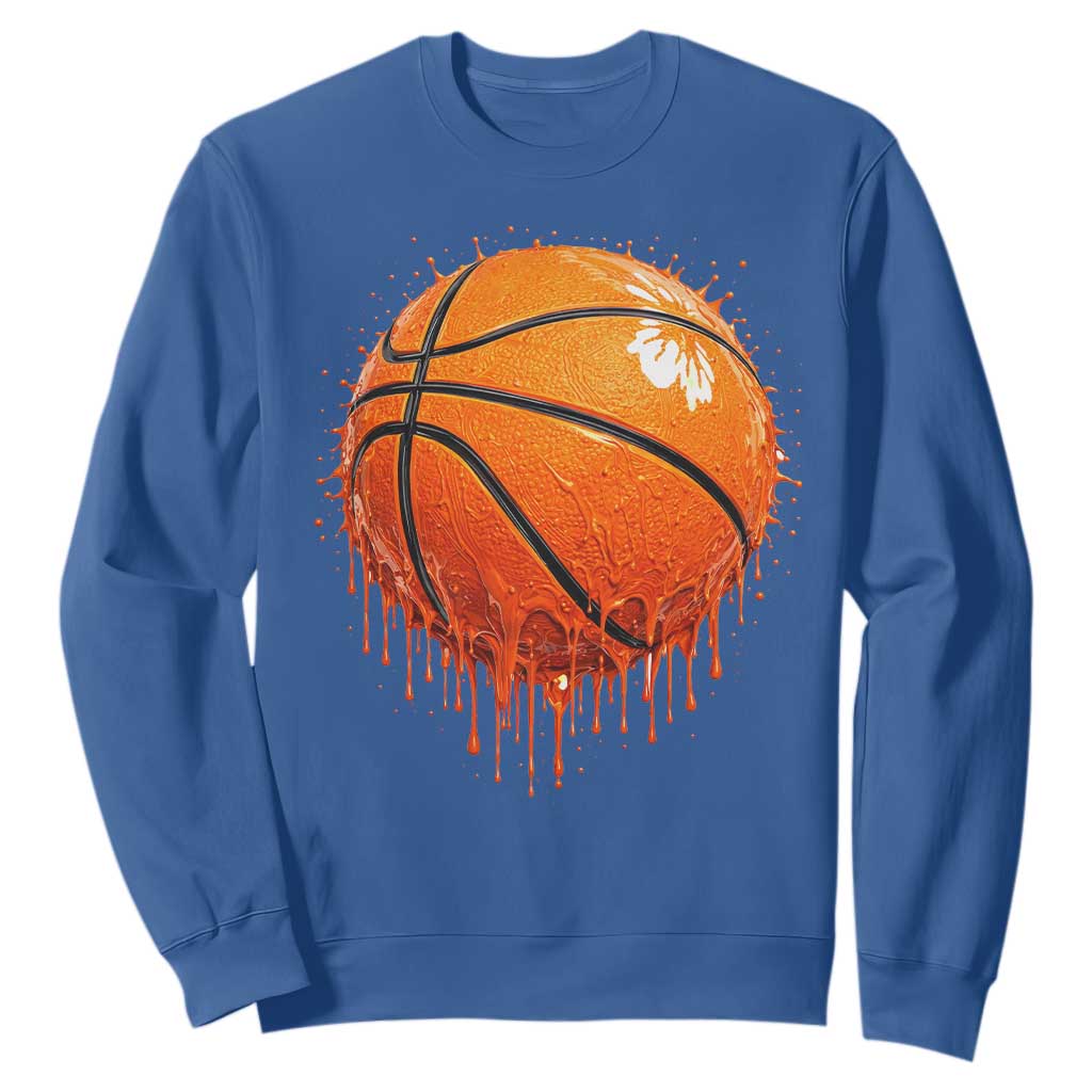 Funny Basketball Drip Splash Graphic Sweatshirt TS11 Royal Blue Print Your Wear