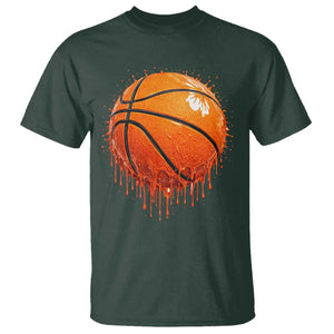 Funny Basketball Drip Splash Graphic T Shirt TS11 Dark Forest Green Print Your Wear