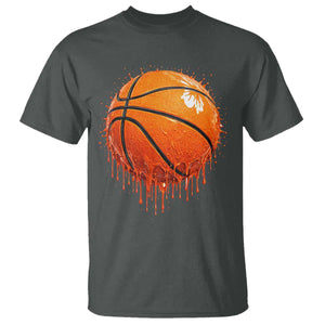 Funny Basketball Drip Splash Graphic T Shirt TS11 Dark Heather Print Your Wear