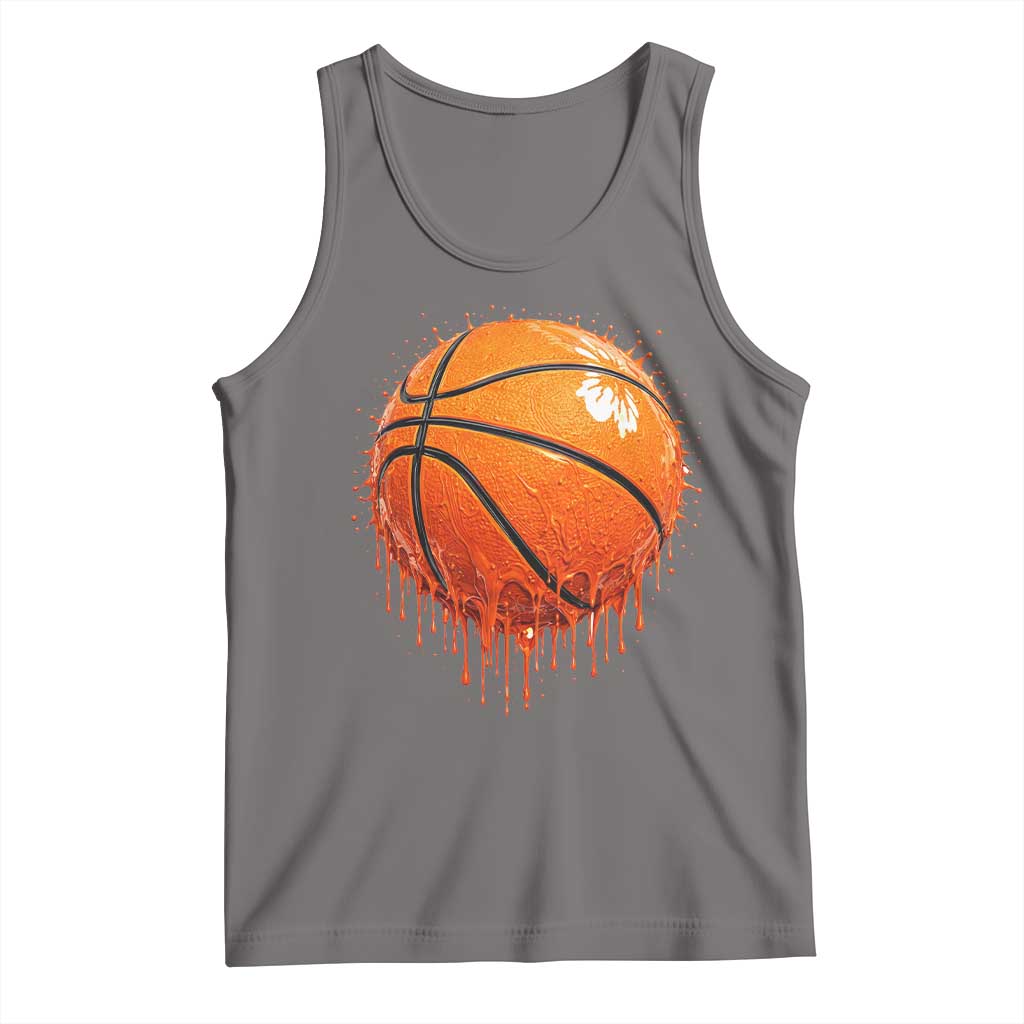 Funny Basketball Drip Splash Graphic Tank Top TS11 Deep Heather Print Your Wear