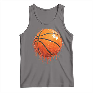 Funny Basketball Drip Splash Graphic Tank Top TS11 Deep Heather Print Your Wear