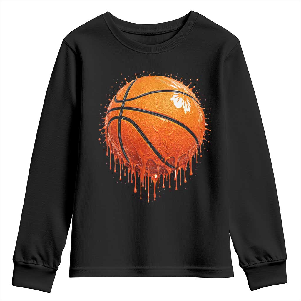 Funny Basketball Drip Splash Graphic Youth Sweatshirt TS11 Black Print Your Wear