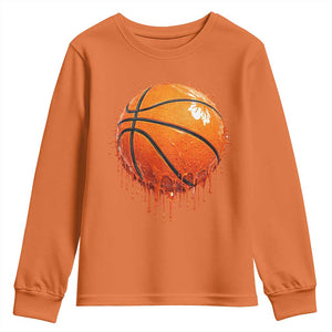 Funny Basketball Drip Splash Graphic Youth Sweatshirt TS11 Orange Print Your Wear