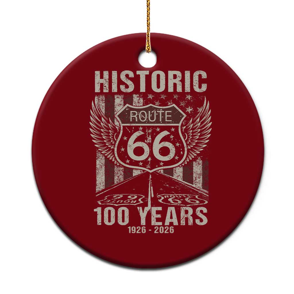 Historic Route Highway 66 100 Years Anniversary Ceramic Ornament Highway Road Sign Wings Vintage American Flag TS11 1pc Red Print Your Wear