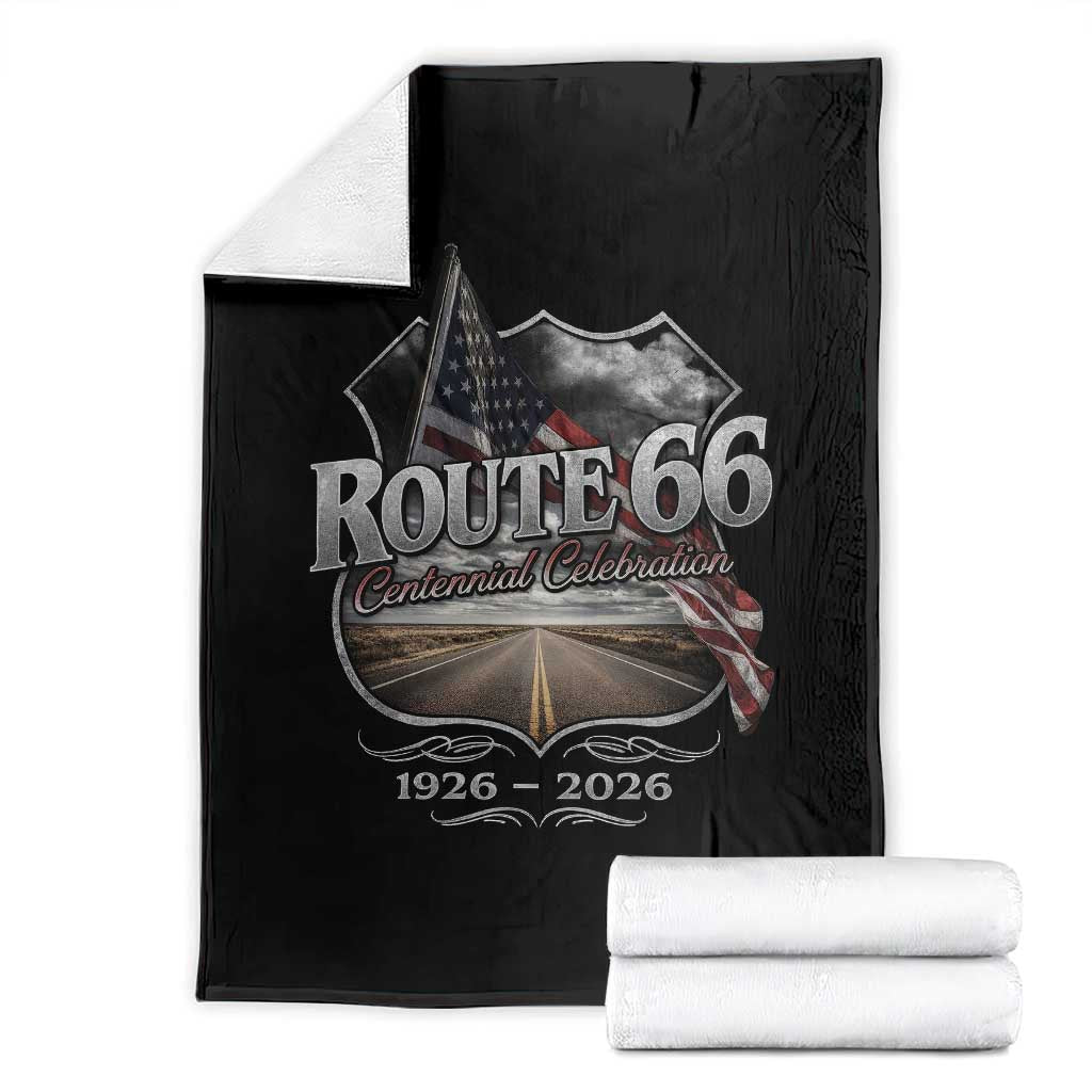 US Route Highway 66 Centennial Celebration Throw Blanket 100 Years Of The Mother Road Vintage American Flag TS11 Black Print Your Wear
