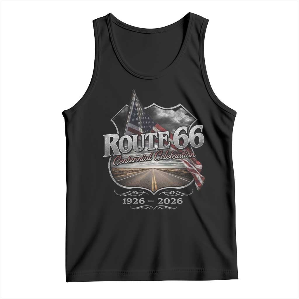 US Route Highway 66 Centennial Celebration Tank Top 100 Years Of The Mother Road Vintage American Flag TS11 Black Print Your Wear