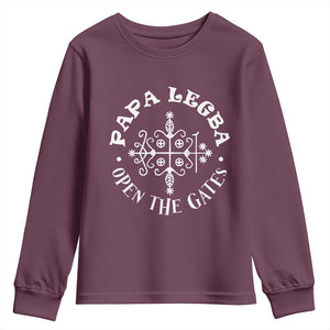 Papa Legba Youth Sweatshirt Open The Gates Louisiana Voodoo Loa Veve TS11 Maroon Print Your Wear