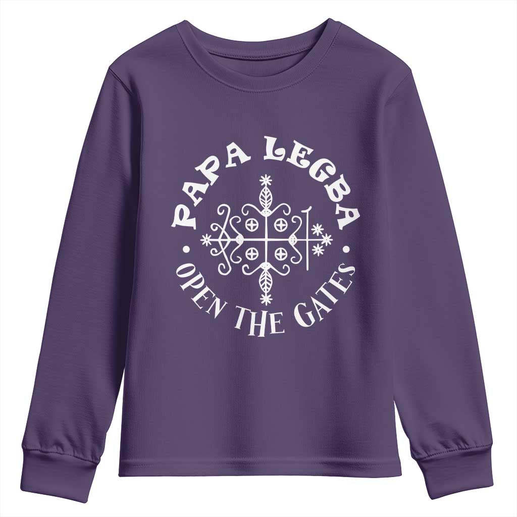 Papa Legba Youth Sweatshirt Open The Gates Louisiana Voodoo Loa Veve TS11 Purple Print Your Wear