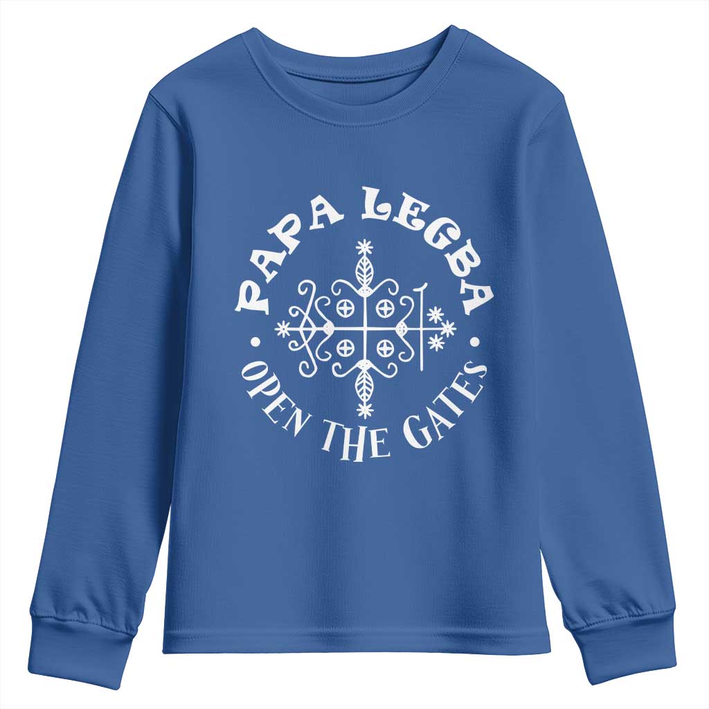 Papa Legba Youth Sweatshirt Open The Gates Louisiana Voodoo Loa Veve TS11 Royal Blue Print Your Wear
