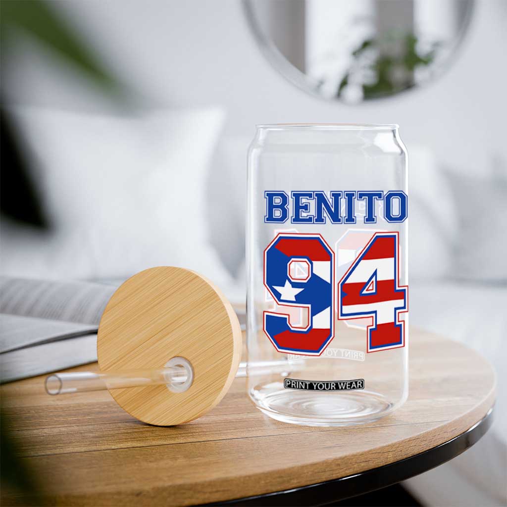 Puerto Rico Jersey Benito Number 94 Graphic Glass Can TS11 Print Your Wear