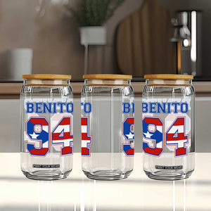 Puerto Rico Jersey Benito Number 94 Graphic Glass Can TS11 Print Your Wear