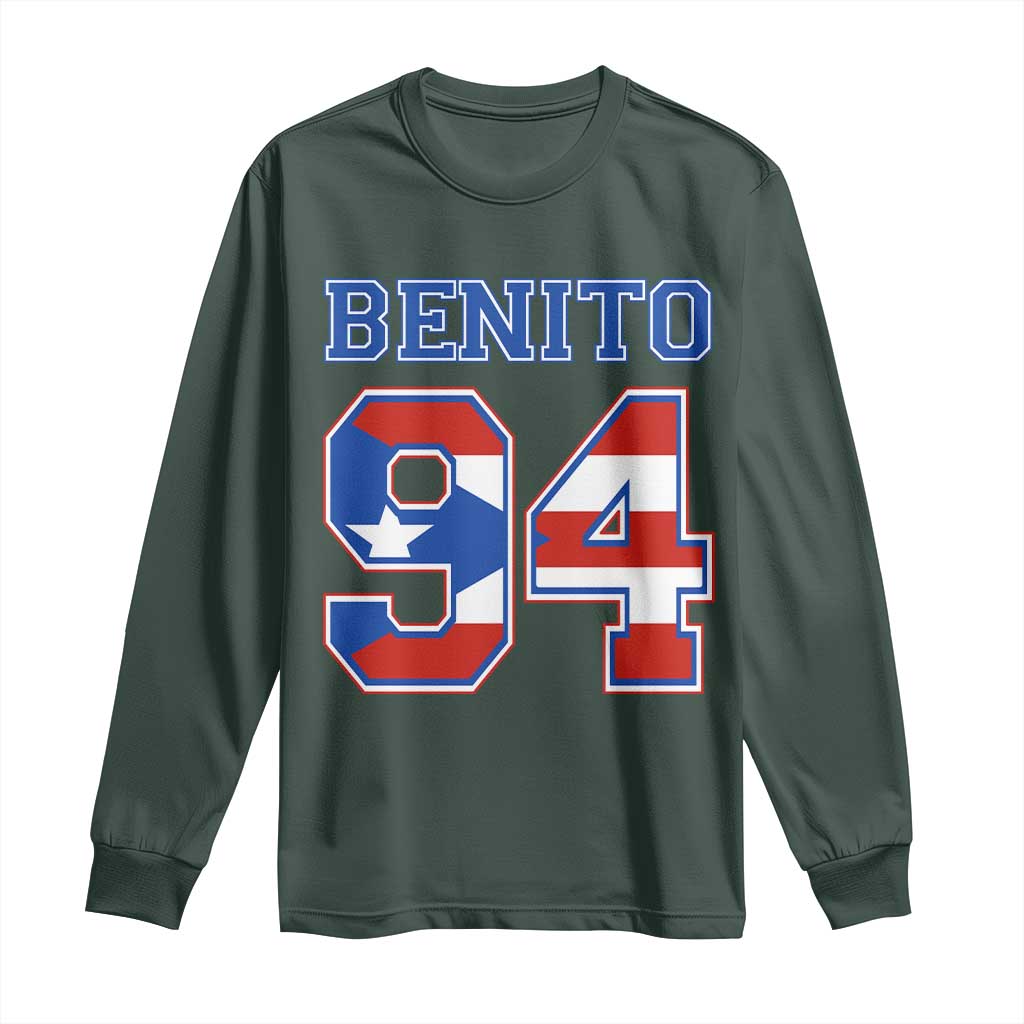 Puerto Rico Jersey Benito Number 94 Graphic Long Sleeve Shirt TS11 Dark Forest Green Print Your Wear