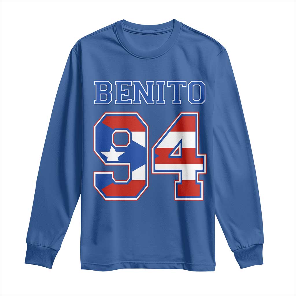 Puerto Rico Jersey Benito Number 94 Graphic Long Sleeve Shirt TS11 Royal Blue Print Your Wear