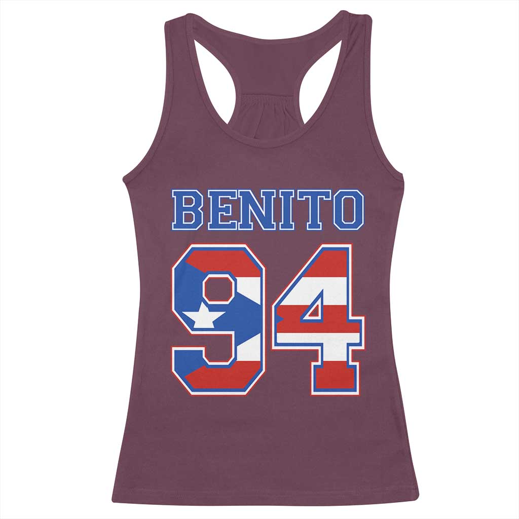 Puerto Rico Jersey Benito Number 94 Graphic Racerback Tank Top TS11 Maroon Print Your Wear