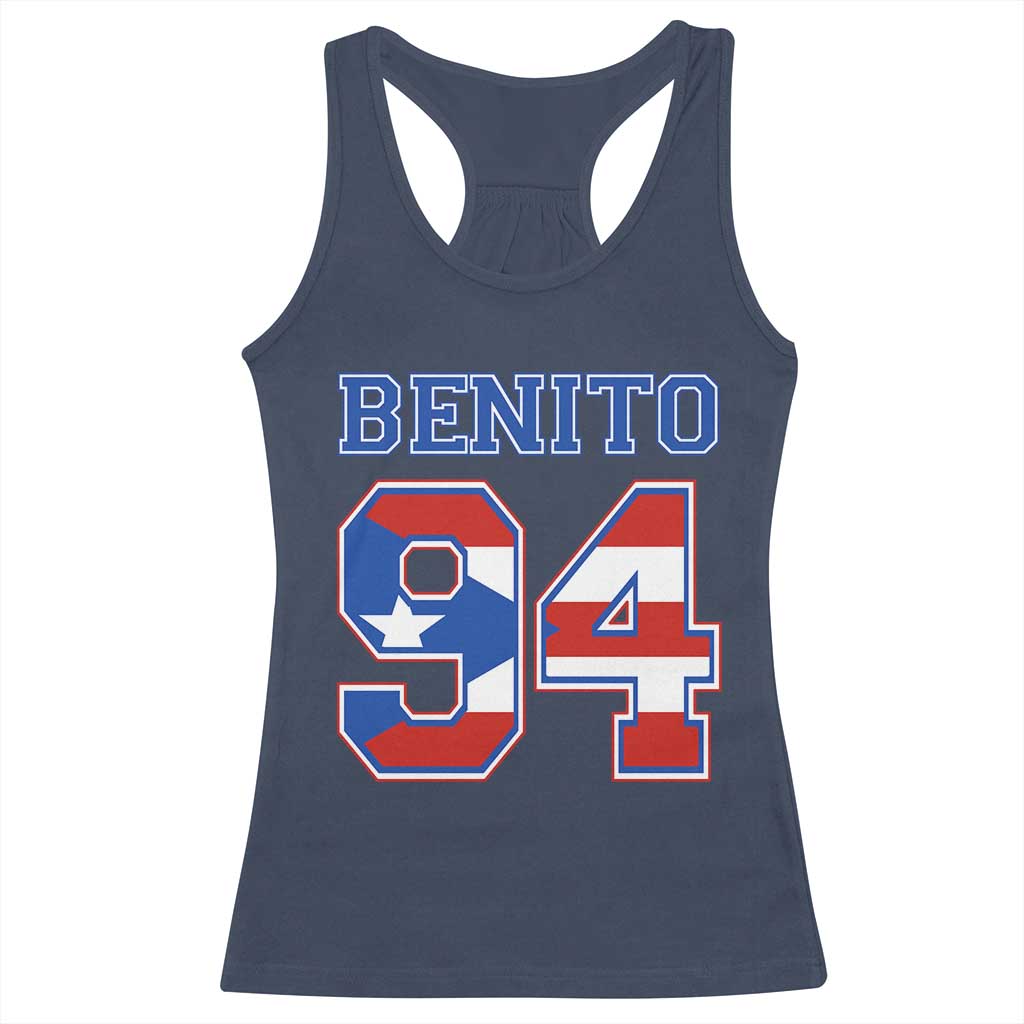 Puerto Rico Jersey Benito Number 94 Graphic Racerback Tank Top TS11 Navy Print Your Wear