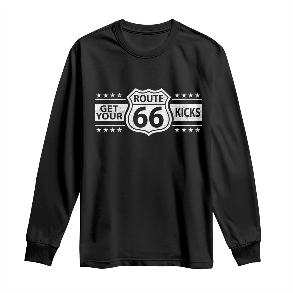 Route Highway 66 Long Sleeve Shirt Get Your Kicks American Road Trip TS11 Black Print Your Wear