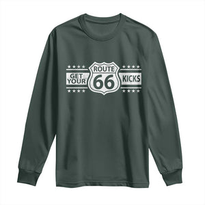 Route Highway 66 Long Sleeve Shirt Get Your Kicks American Road Trip TS11 Dark Forest Green Print Your Wear