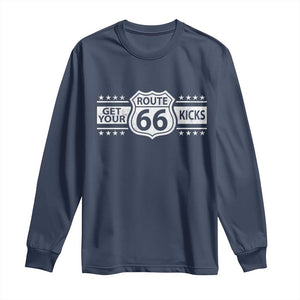 Route Highway 66 Long Sleeve Shirt Get Your Kicks American Road Trip TS11 Navy Print Your Wear