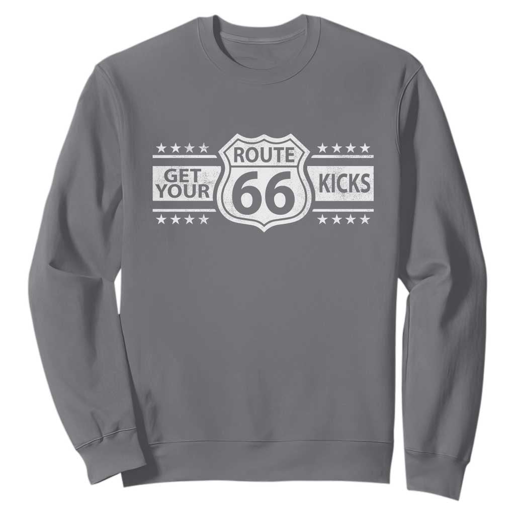 Route Highway 66 Sweatshirt Get Your Kicks American Road Trip TS11 Charcoal Print Your Wear
