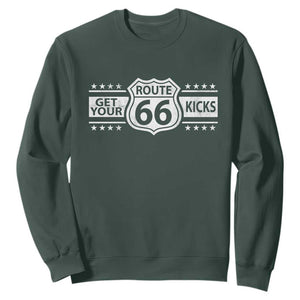 Route Highway 66 Sweatshirt Get Your Kicks American Road Trip TS11 Dark Forest Green Print Your Wear