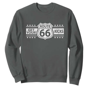 Route Highway 66 Sweatshirt Get Your Kicks American Road Trip TS11 Dark Heather Print Your Wear